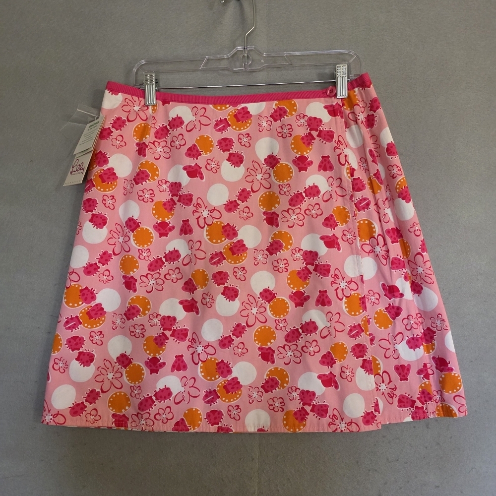 NWT Vtg Lilly Pulitzer Bermuda Pink Floral Reversible Wrap Skirt Size 12 READ* - Picture 8 of 10